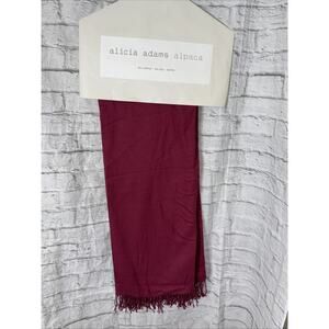 Alicia Adams 100% Baby Alpaca Burgundy Tassel Fringe Throw 51" x 71" NEW